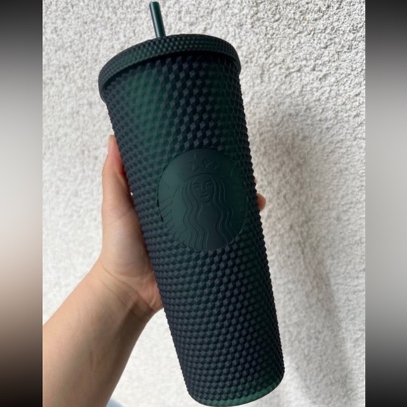 Starbucks Dark Green Matte soft-touch bling cold cup New - Picture 1 of 5